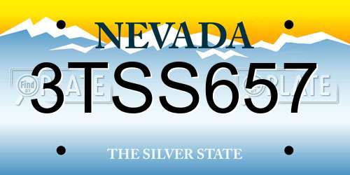 3TSS657 Nevada License Plate