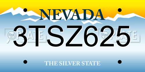 3TSZ625 Nevada License Plate