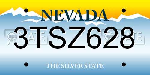 3TSZ628 Nevada License Plate