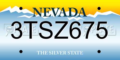 3TSZ675 Nevada License Plate