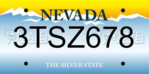 3TSZ678 Nevada License Plate