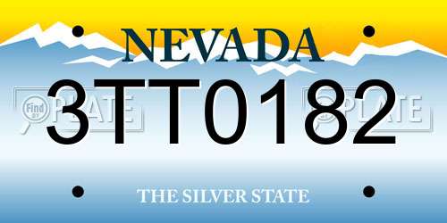 3TT0182 Nevada License Plate