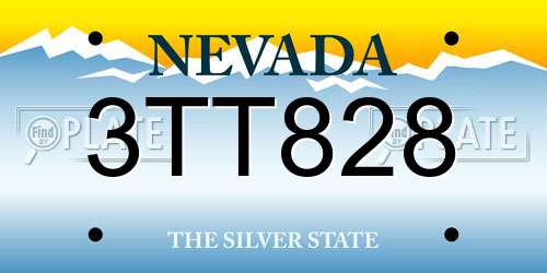 3TT828 Nevada License Plate
