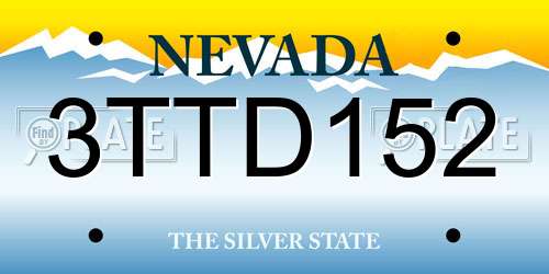 3TTD152 Nevada License Plate