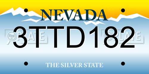 3TTD182 Nevada License Plate
