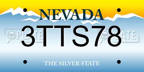 3TTS78 Nevada License Plate