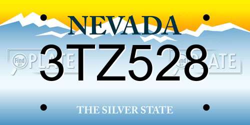 3TZ528 Nevada License Plate