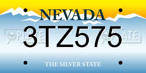 3TZ575 Nevada License Plate