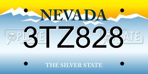 3TZ828 Nevada License Plate