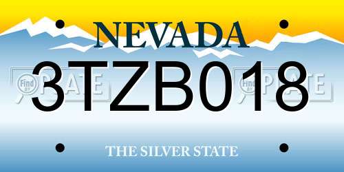 3TZB018 Nevada License Plate