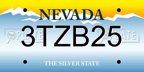 3TZB25 Nevada License Plate