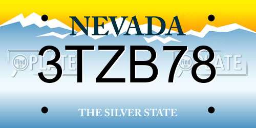 3TZB78 Nevada License Plate