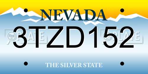 3TZD152 Nevada License Plate