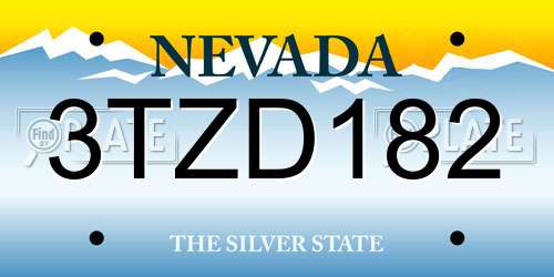 3TZD182 Nevada License Plate