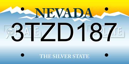 3TZD187 Nevada License Plate