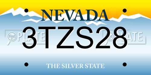 3TZS28 Nevada License Plate