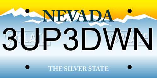3UP3DWN Nevada License Plate