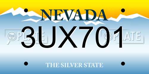 3UX701 Nevada License Plate