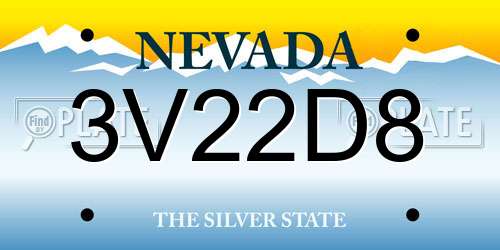 3V22D8 Nevada License Plate