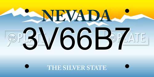 3V66B7 Nevada License Plate