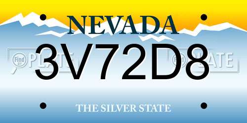 3V72D8 Nevada License Plate