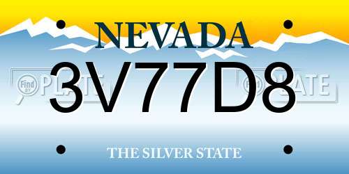3V77D8 Nevada License Plate