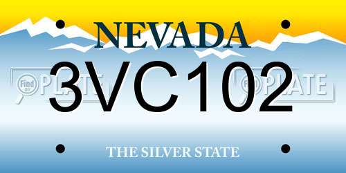 3VC102 Nevada License Plate