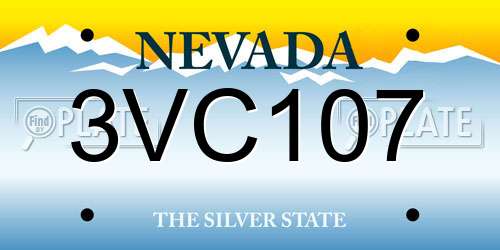 3VC107 Nevada License Plate