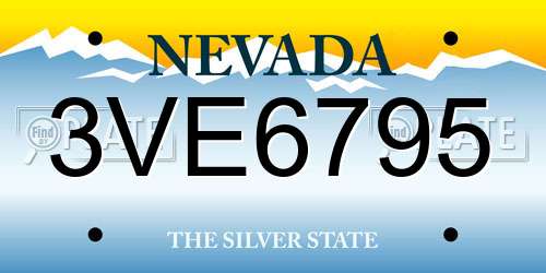 3VE6795 Nevada License Plate