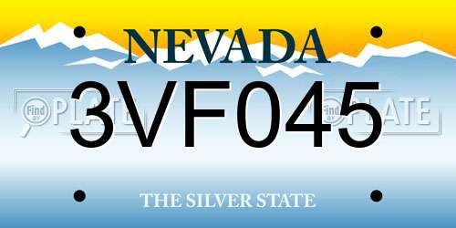 3VF045 Nevada License Plate