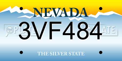 3VF484 Nevada License Plate