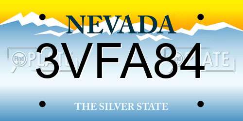 3VFA84 Nevada License Plate
