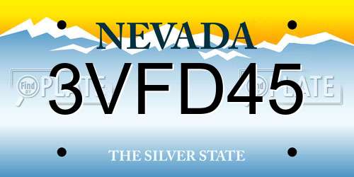 3VFD45 Nevada License Plate