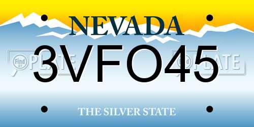 3VFO45 Nevada License Plate