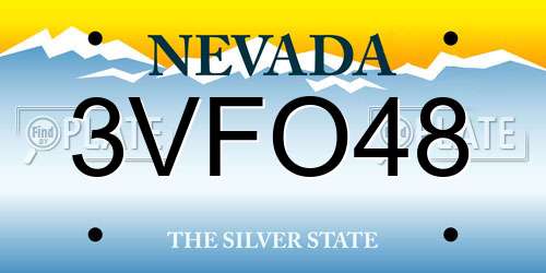 3VFO48 Nevada License Plate