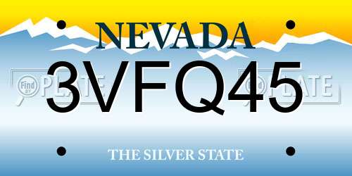 3VFQ45 Nevada License Plate