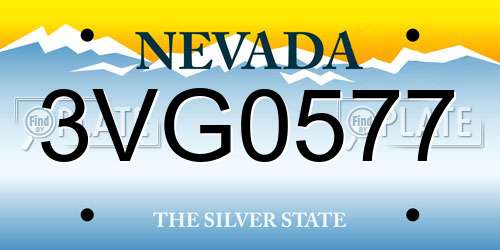 3VG0577 Nevada License Plate