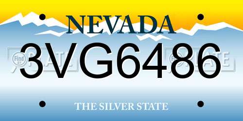 3VG6486 Nevada License Plate