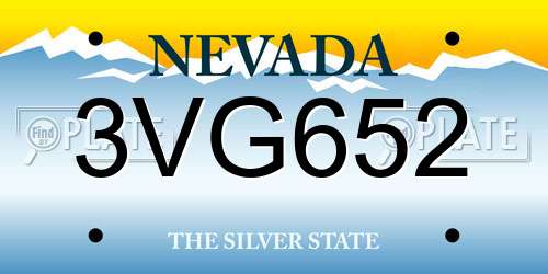 3VG652 Nevada License Plate
