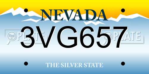 3VG657 Nevada License Plate