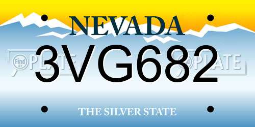 3VG682 Nevada License Plate