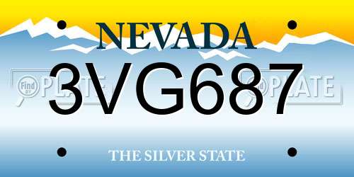 3VG687 Nevada License Plate