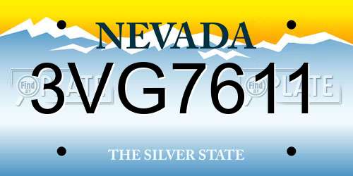 3VG7611 Nevada License Plate