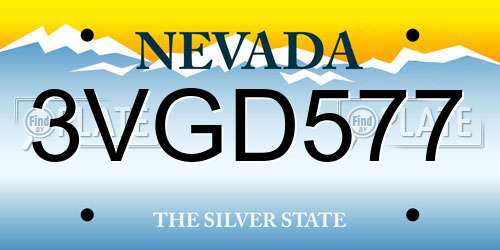 3VGD577 Nevada License Plate