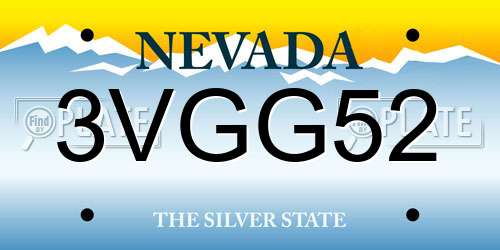 3VGG52 Nevada License Plate