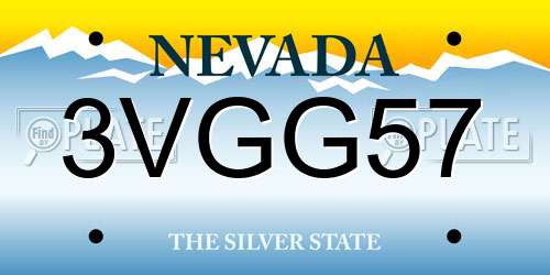 3VGG57 Nevada License Plate