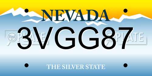 3VGG87 Nevada License Plate