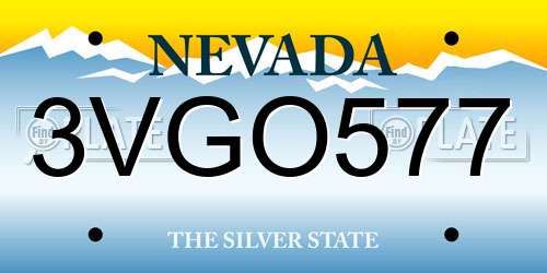 3VGO577 Nevada License Plate