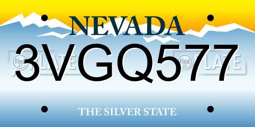 3VGQ577 Nevada License Plate