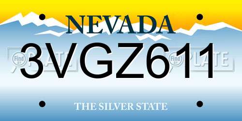 3VGZ611 Nevada License Plate